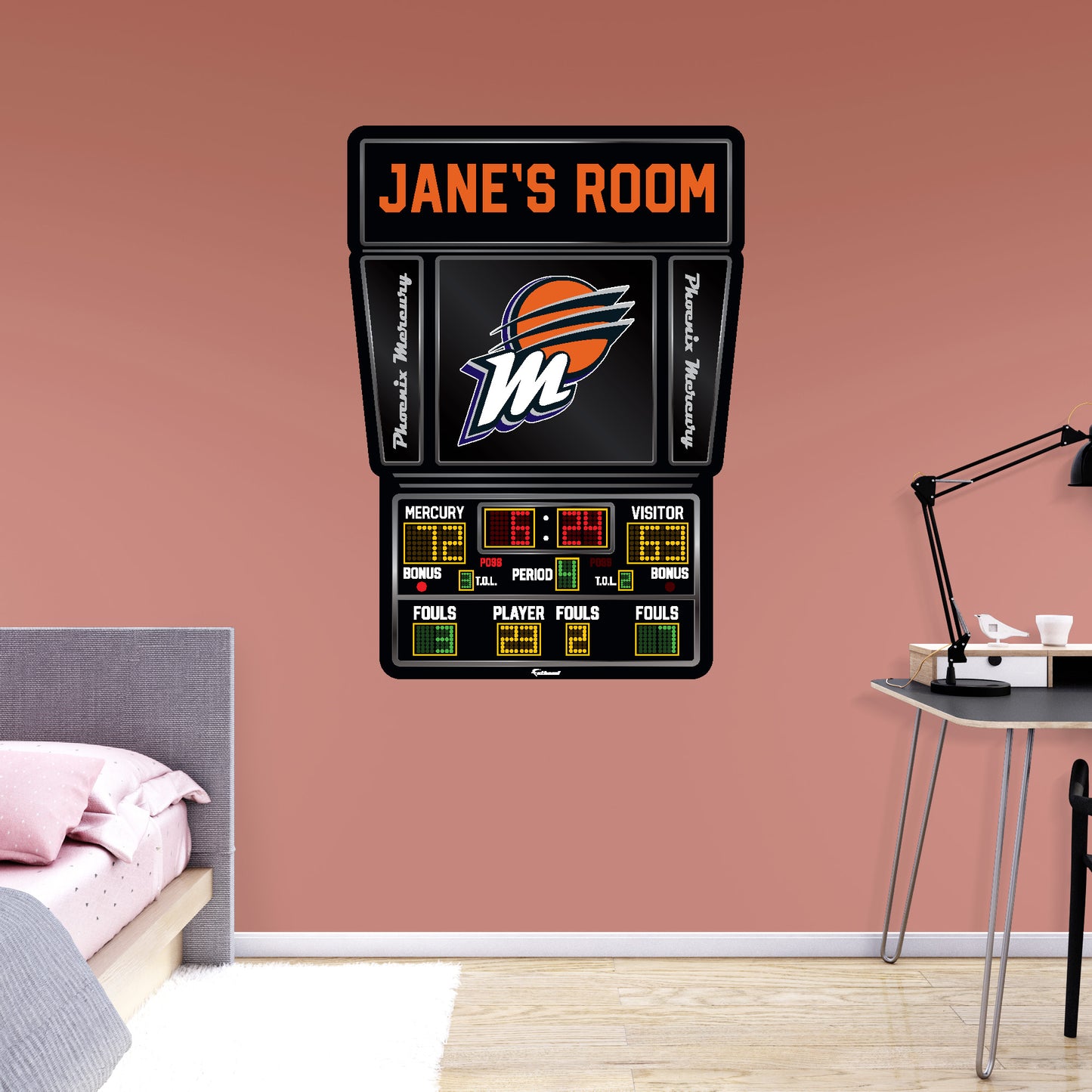Phoenix Mercury:  2023 Scoreboard Personalized Name        - Officially Licensed WNBA Removable     Adhesive Decal
