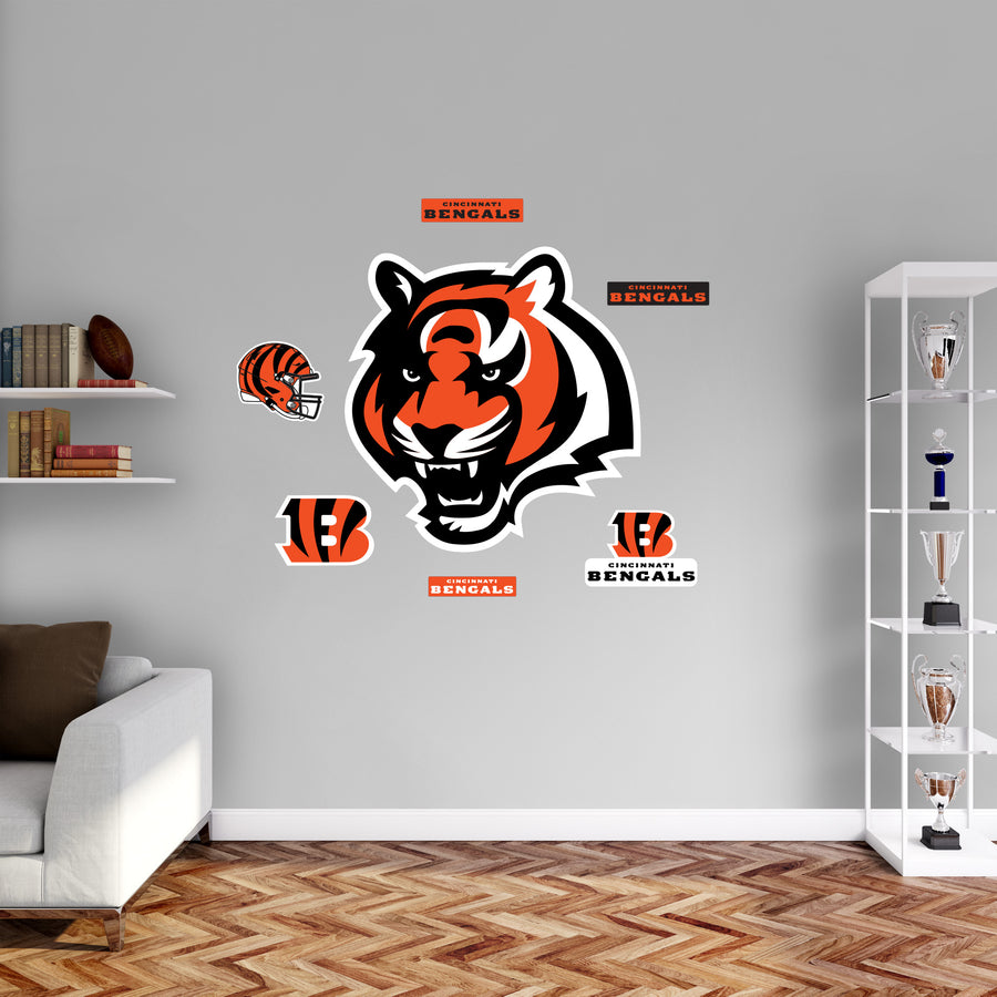 Cincinnati Bengals - RealBig Head Logo Collection - Official NFL - Reusable Vinyl Wall Decals