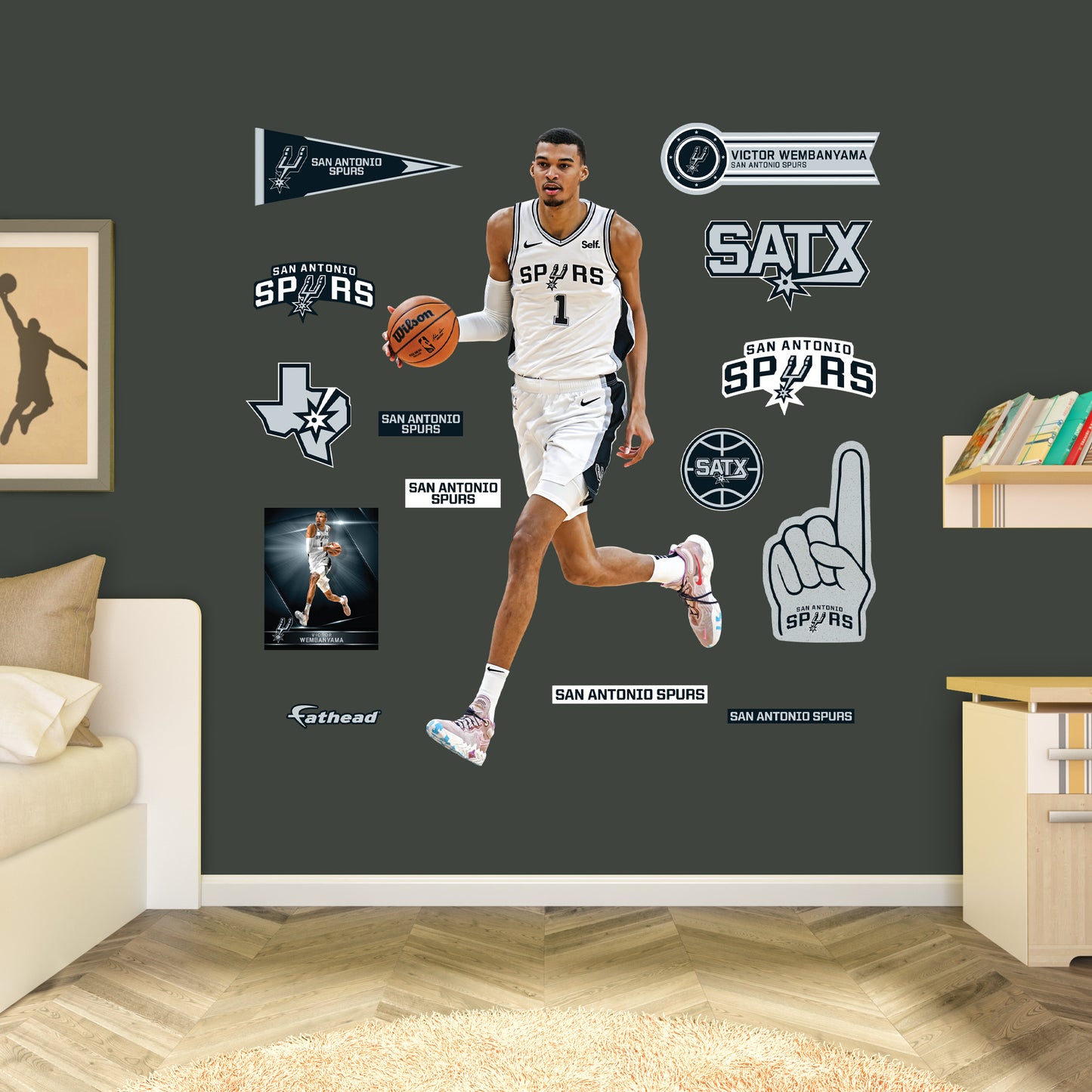 San Antonio Spurs: Victor Wembanyama         - Officially Licensed NBA Removable     Adhesive Decal
