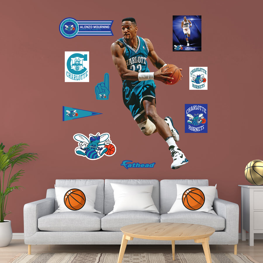 Alonzo Mourning - RealBig Hornets Legend Collection - Official NBA - Charlotte Hornets - Reusable Vinyl Wall Decals