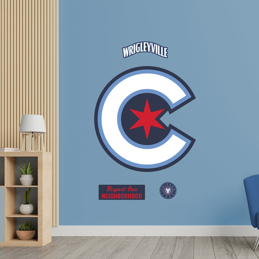 Chicago Cubs:  2023 "C" City Connect Logo        - Officially Licensed MLB Removable     Adhesive Decal