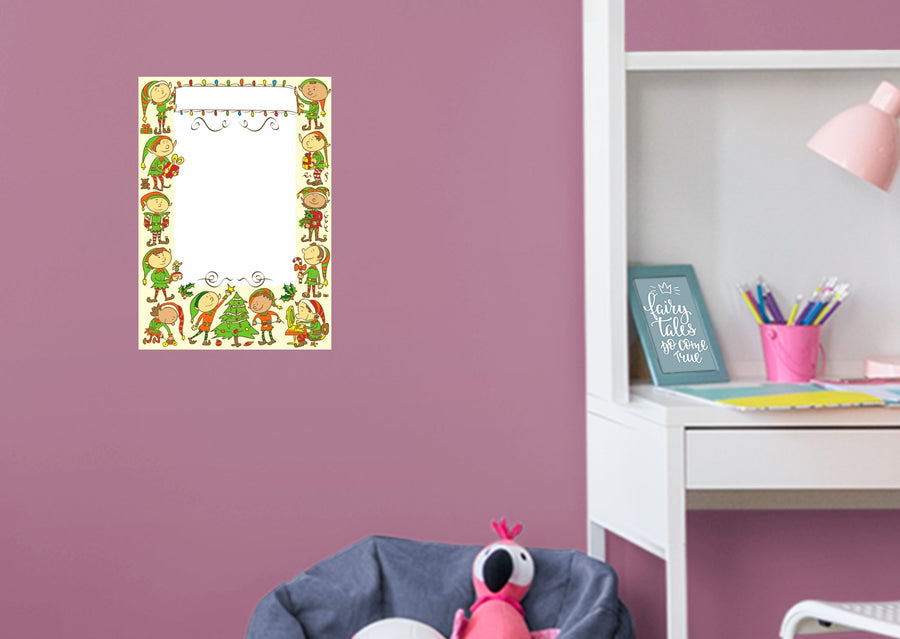 Christmas:  Happy Elves Dry Erase        -   Removable     Adhesive Decal