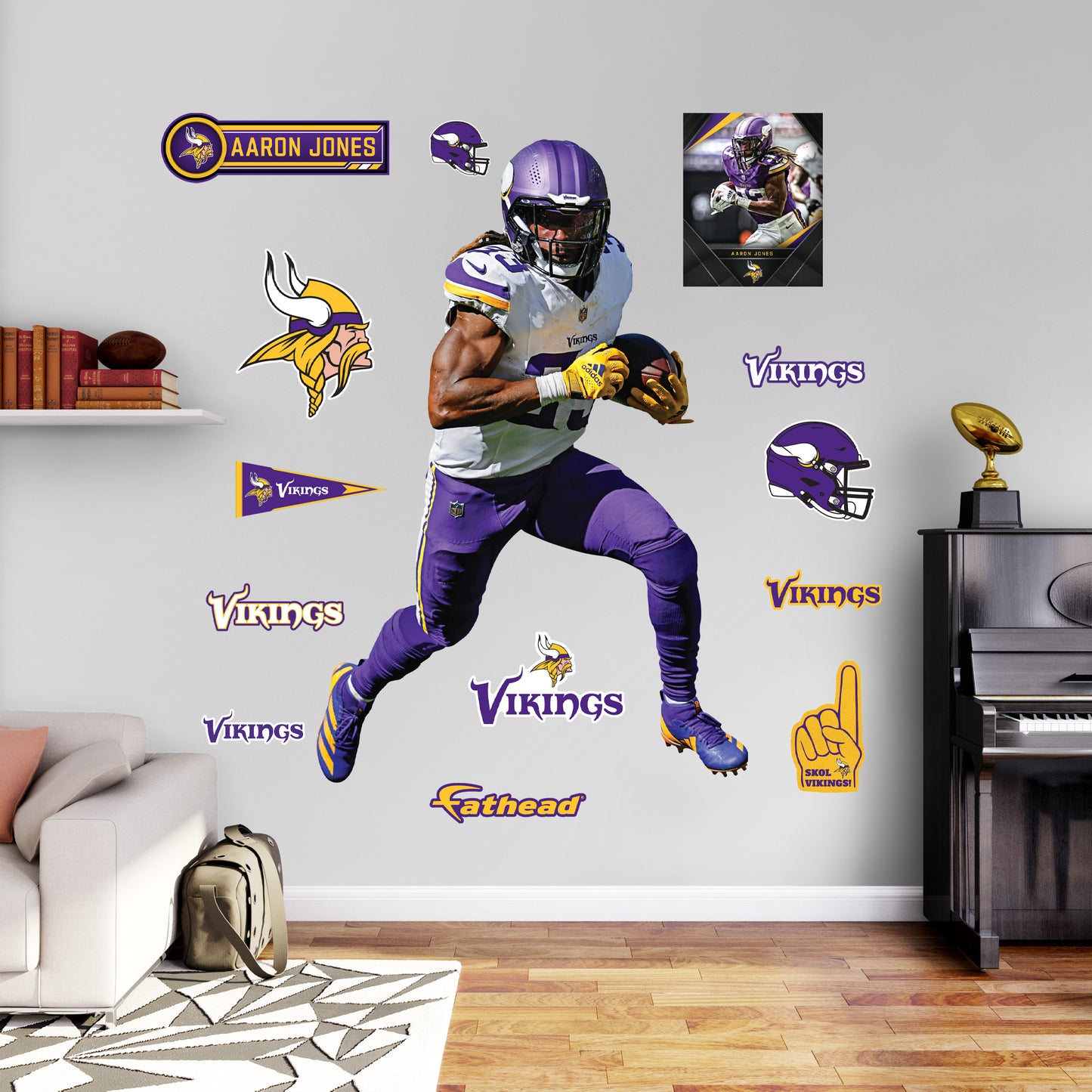 Minnesota Vikings - RealBig Aaron Jones Collection - Official NFL - Reusable Vinyl Wall Decals