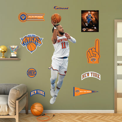 Jalen Brunson Floater - RealBig Collection - Official NBA - New York Knicks - Reusable Vinyl Wall Decals