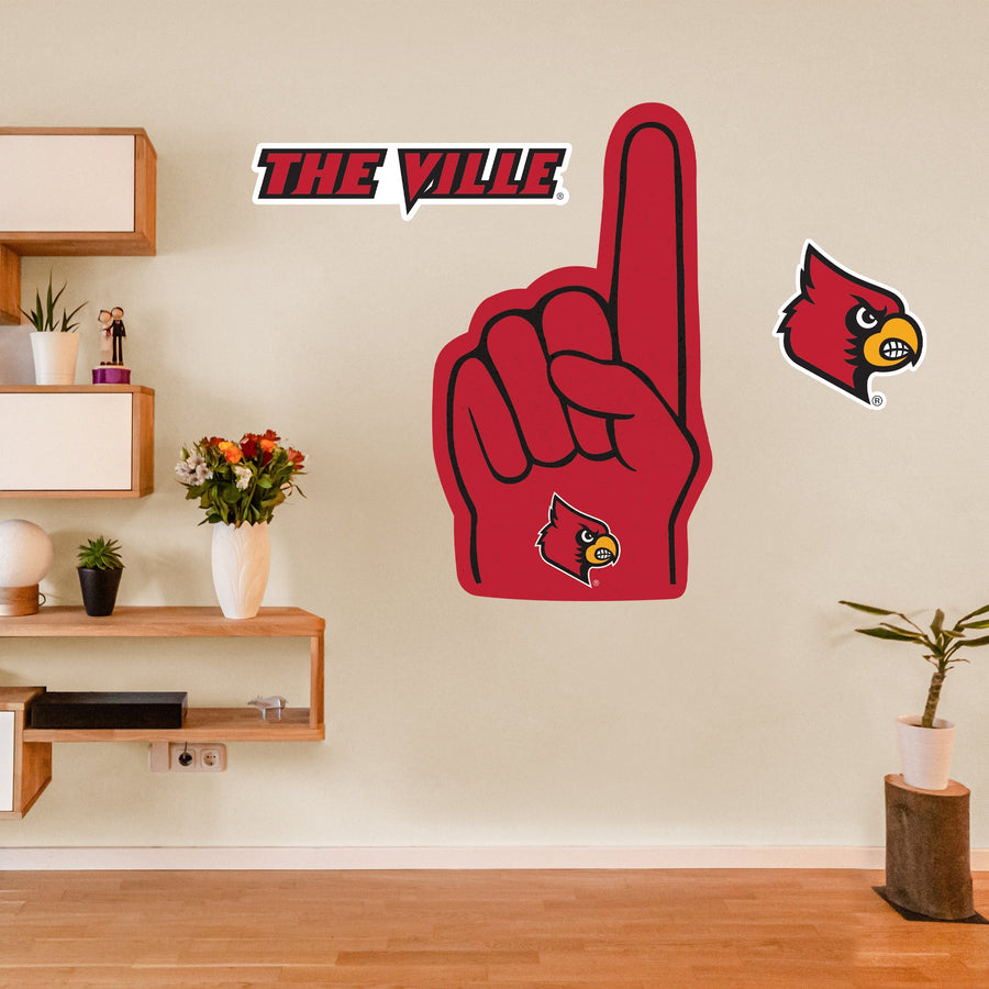 Louisville Cardinals - RealBig Foam Finger Collection - Official NCAA - Reusable Vinyl Wall Decals