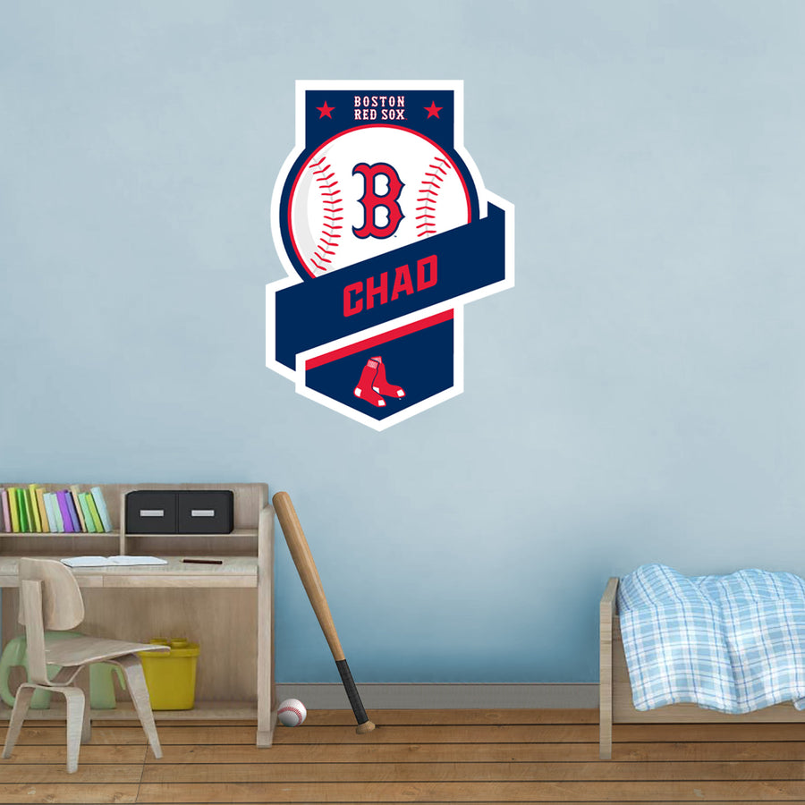 Boston Red Sox - Banner Logo - With Personalized Name - Official MLB - Vinyl Transfer Decal