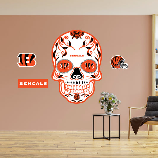 Cincinnati Bengals:   Skull        - Officially Licensed NFL Removable     Adhesive Decal