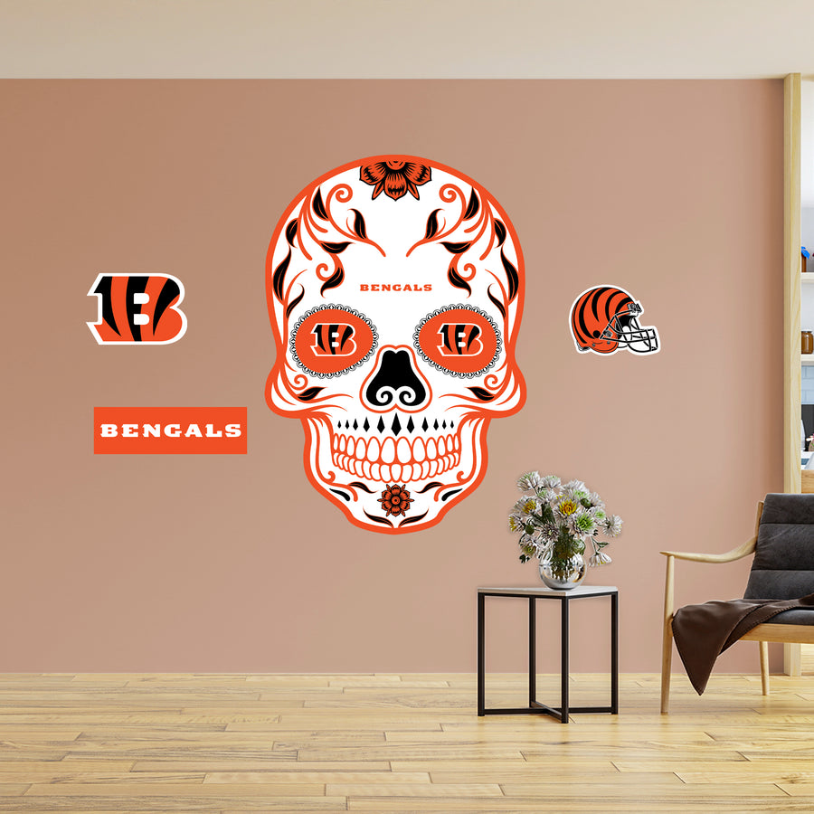 Cincinnati Bengals - RealBig Sugar Skull Collection - Official NFL - Reusable Vinyl Wall Decals
