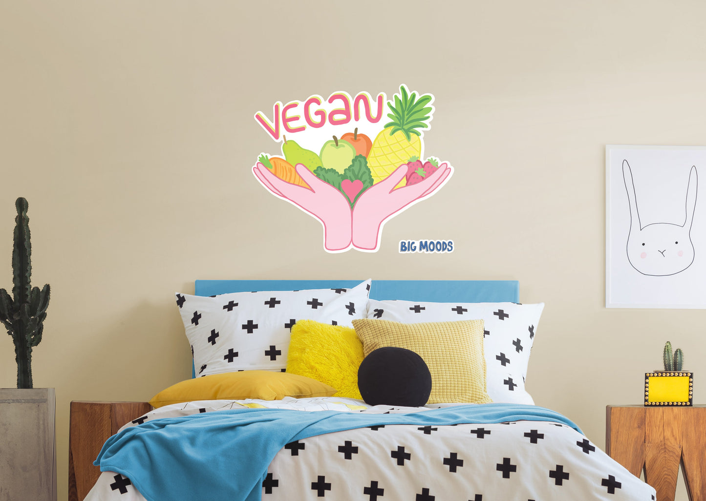 Vegan Fruits & Veggies Hands        - Officially Licensed Big Moods Removable     Adhesive Decal