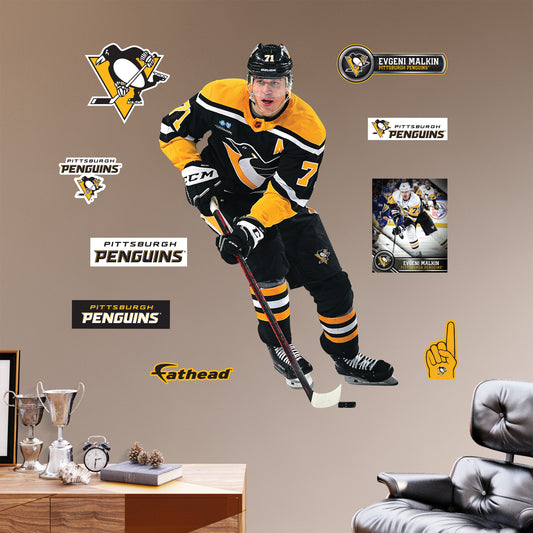 Pittsburgh Penguins: Evgeni Malkin Throwback        - Officially Licensed NHL Removable     Adhesive Decal