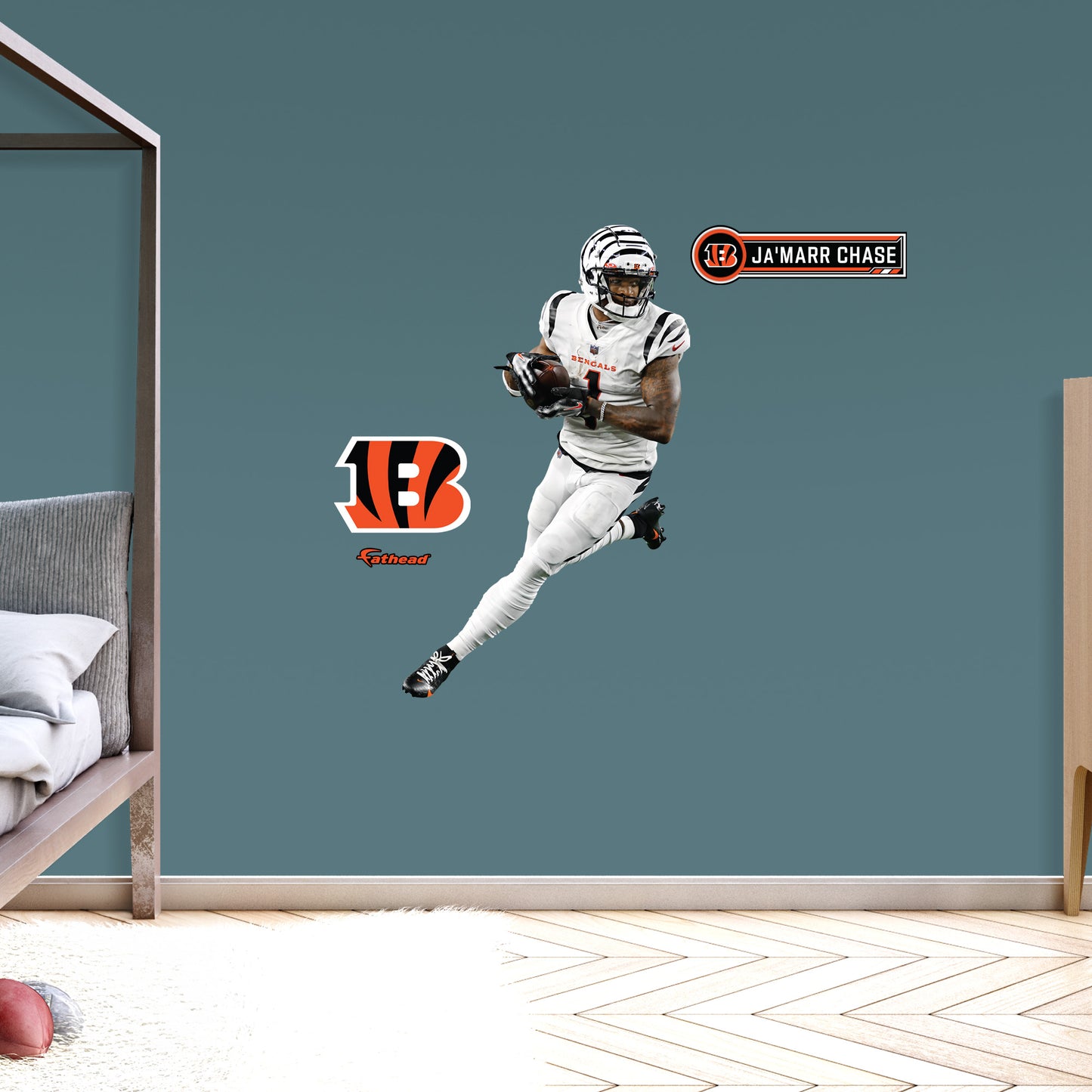 Cincinnati Bengals: Ja'Marr Chase White Uniform        - Officially Licensed NFL Removable     Adhesive Decal