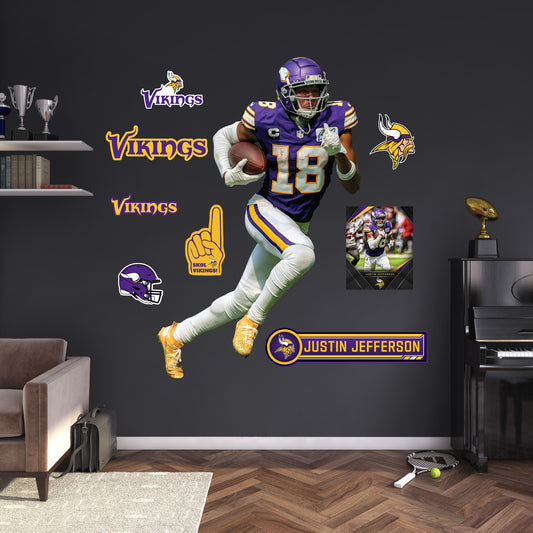 Minnesota Vikings: Justin Jefferson Throwback        - Officially Licensed NFL Removable     Adhesive Decal