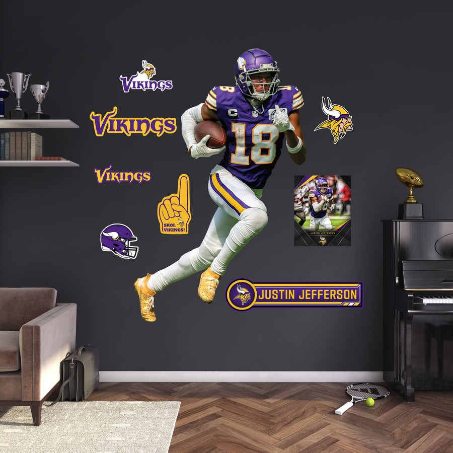 Justin Jefferson - RealBig Throwback Collection - Official NFL - Minnesota Vikings - Reusable Vinyl Wall Decals