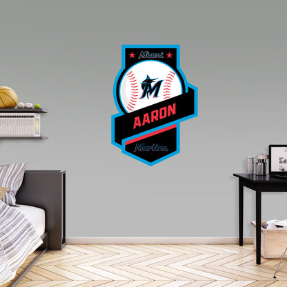 Miami Marlins:   Banner Personalized Name        - Officially Licensed MLB Removable     Adhesive Decal