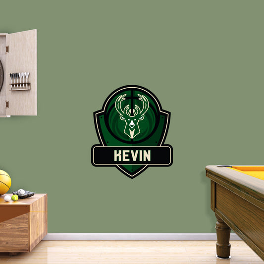 Milwaukee Bucks:   Badge Personalized Name        - Officially Licensed NBA Removable     Adhesive Decal