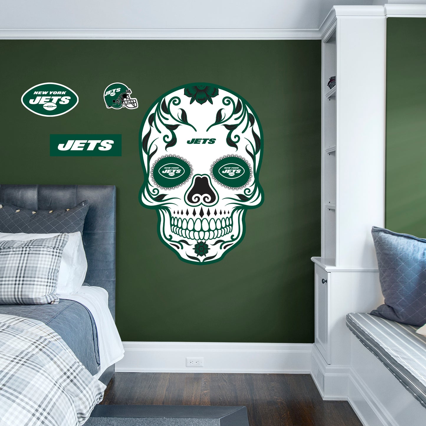 New York Jets: Skull - Officially Licensed NFL Removable Adhesive Decal