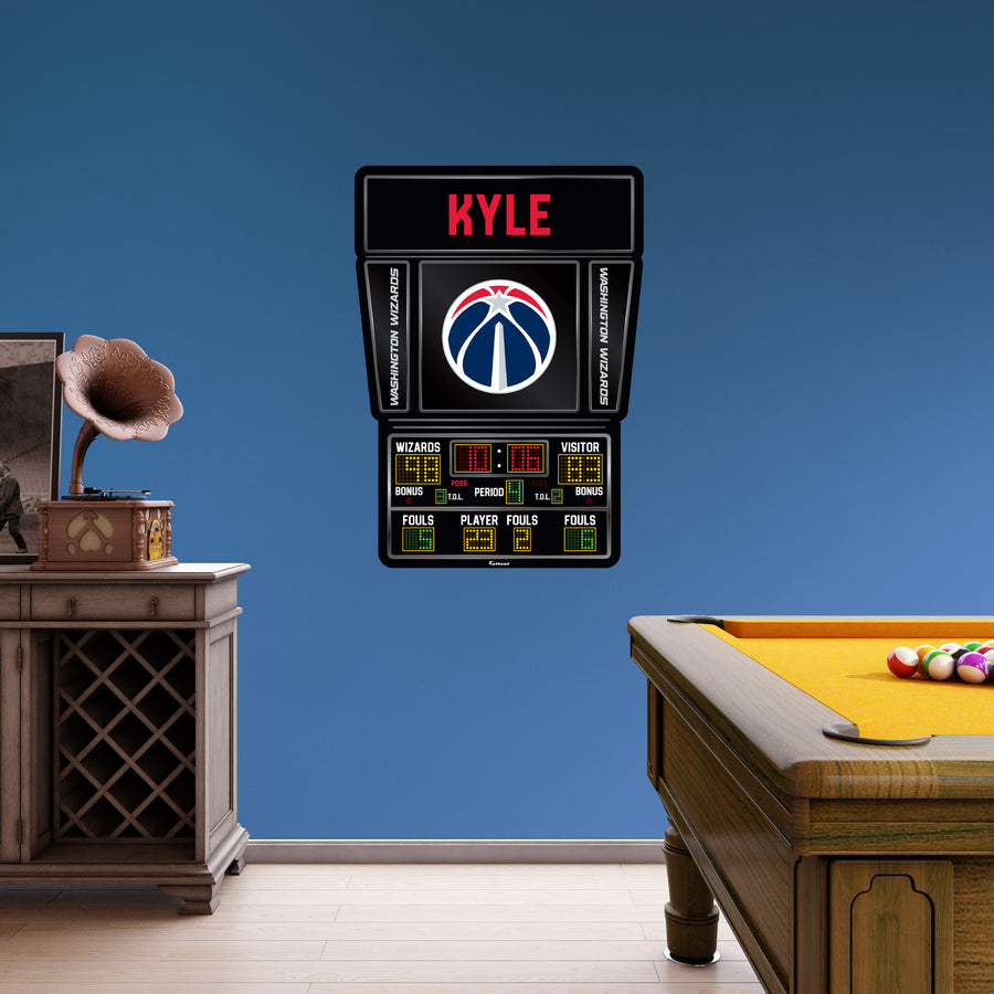 Washington Wizards - Scoreboard Graphic - With Personalized Name - Official NBA - Vinyl Transfer Decal