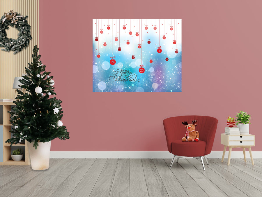 Christmas:  Baubles Calendar Dry Erase        -   Removable     Adhesive Decal