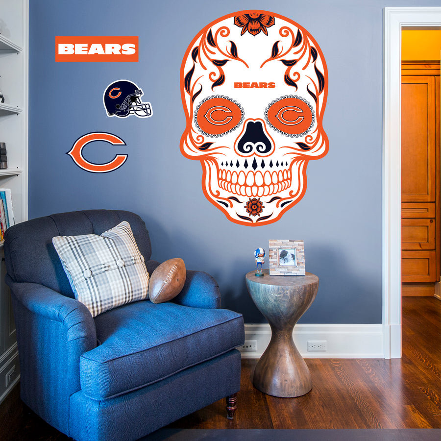 Chicago Bears - RealBig Skull Collection - Official NFL - Reusable Vinyl Wall Decals