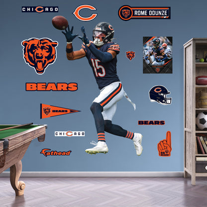 Chicago Bears - RealBig Rome Odunze Catch Collection - Official NFL - Reusable Vinyl Wall Decals