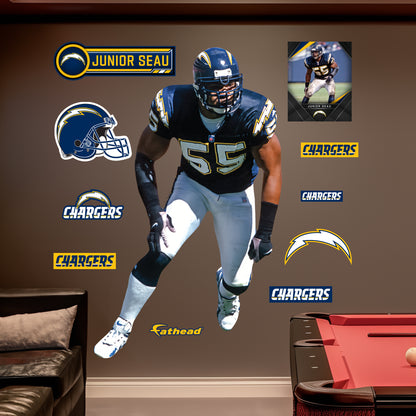 San Diego Chargers: Junior Seau Legend        - Officially Licensed NFL Removable     Adhesive Decal