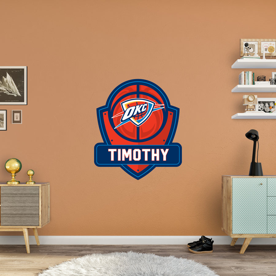 Oklahoma City Thunder - Badge - With Personalized Name - Official NBA - Vinyl Transfer Decal
