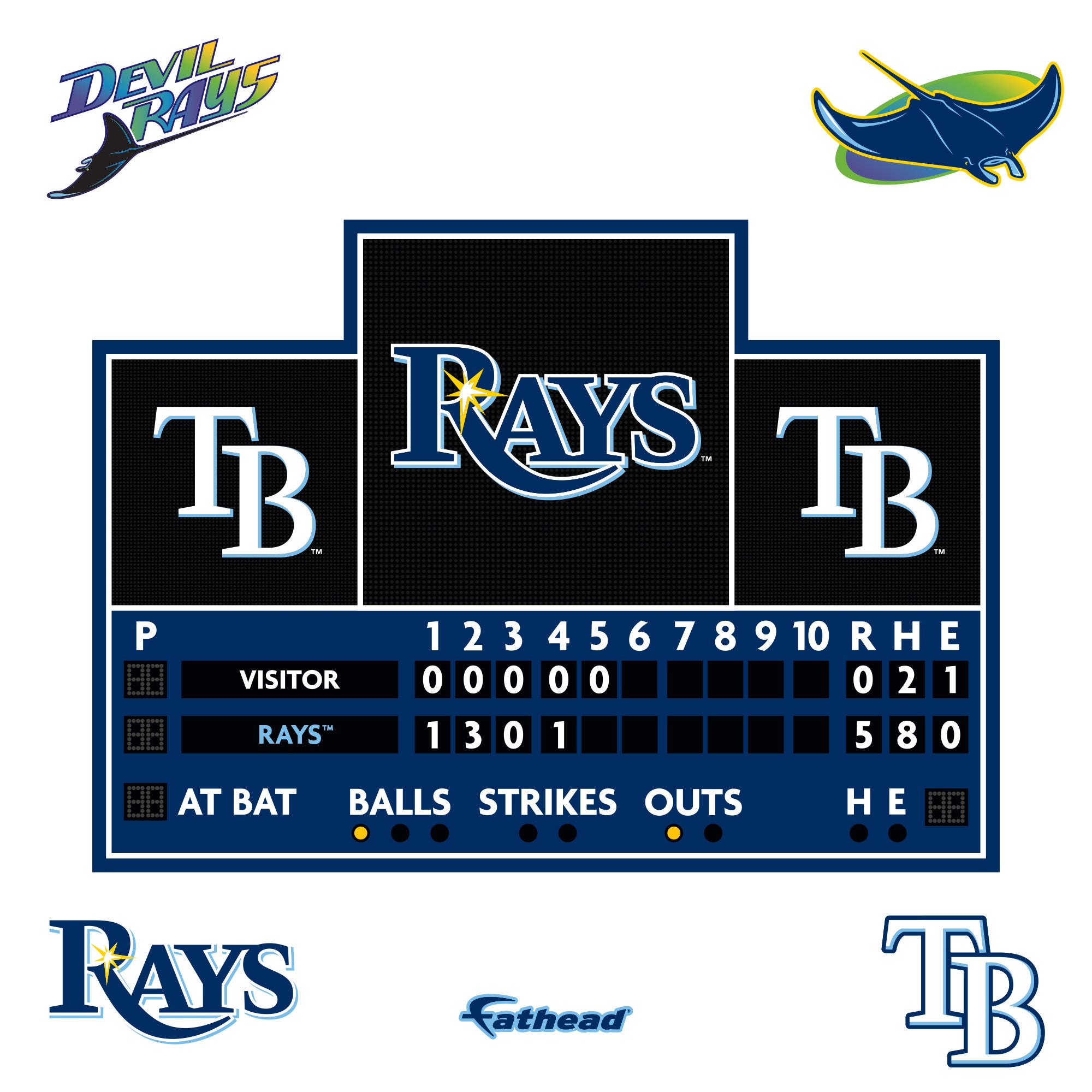 Tb Rays Window Sticker Tampa Bay Rays - RealBig Scoreboard Collection - Official MLB - Reusab ...