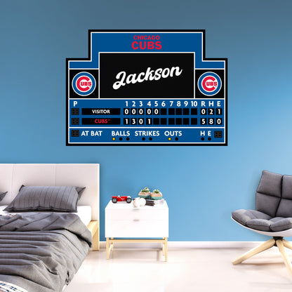Chicago Cubs: Scoreboard Personalized Name        - Officially Licensed MLB Removable     Adhesive Decal