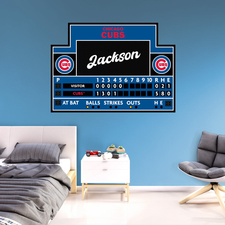 Chicago Cubs - Scoreboard Graphic - With Personalized Name - Official MLB - Vinyl Transfer Decal