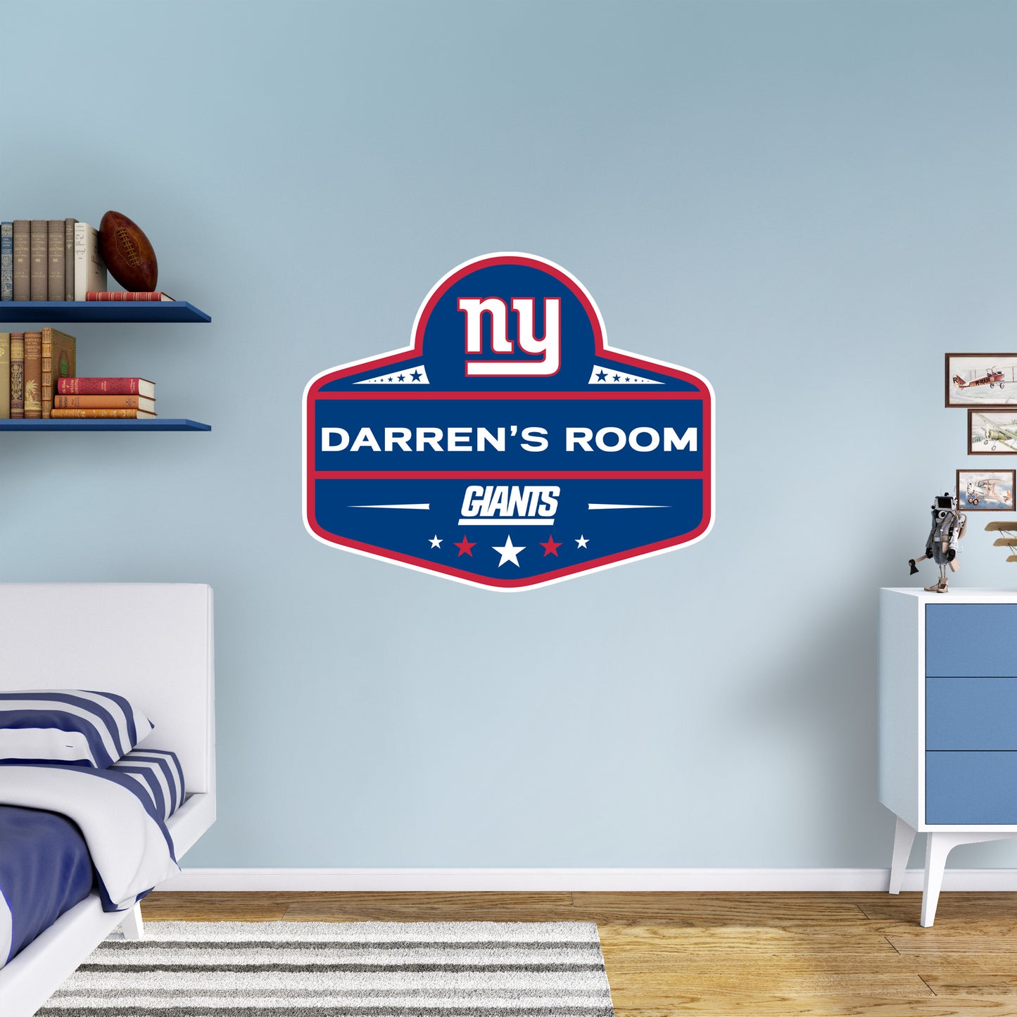 New York Giants:   Badge Personalized Name        - Officially Licensed NFL Removable     Adhesive Decal