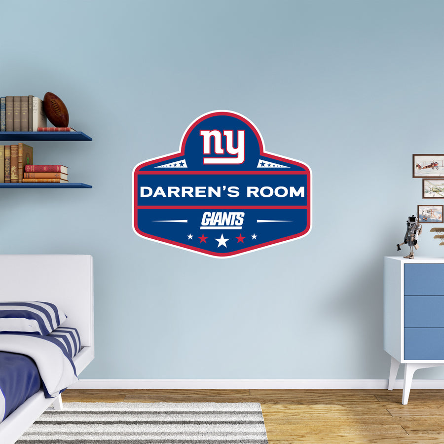 New York Giants - Badge - With Personalized Name - Official NFL - Reusable Vinyl Transfer Decal