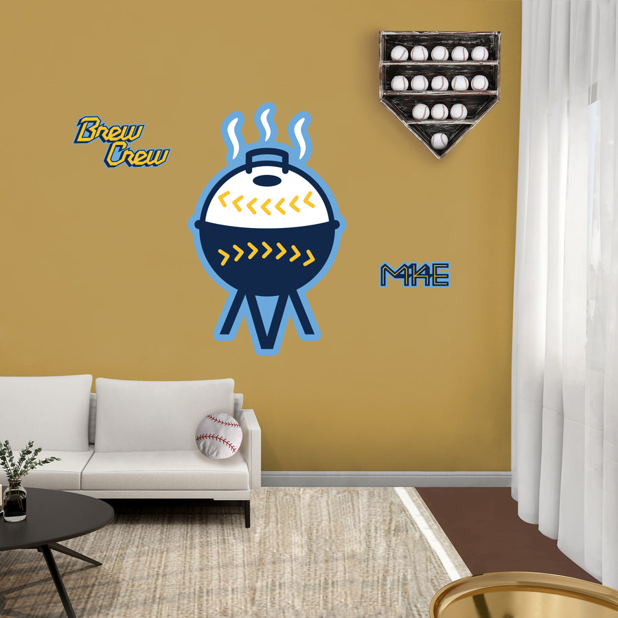 Milwaukee Brewers - RealBig Grill City Connect Logo Collection - Official MLB - Reusable Vinyl Wall Decals