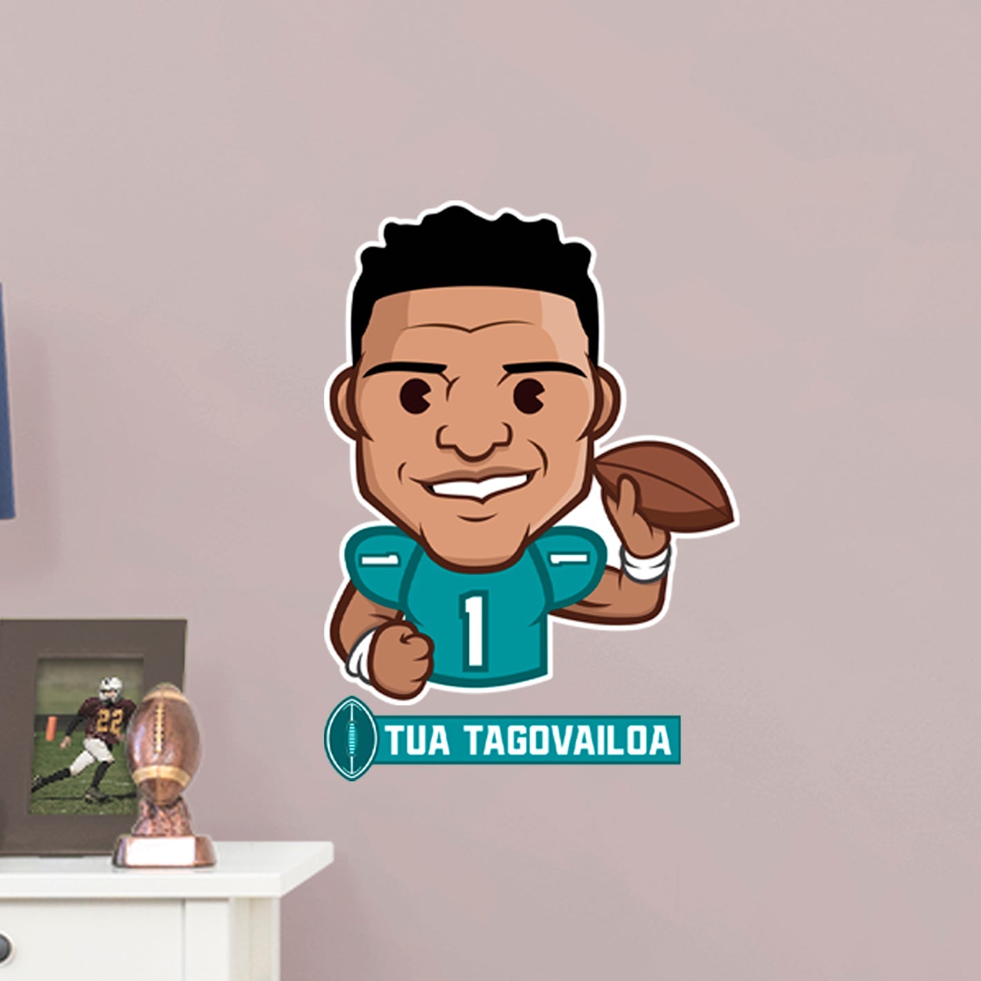 Miami Dolphins: Tua Tagovailoa  Emoji        - Officially Licensed NFLPA Removable     Adhesive Decal