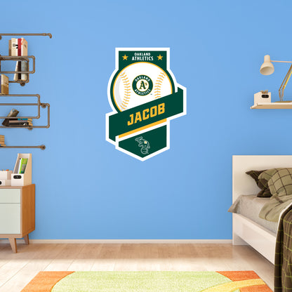 Oakland Athletics:   Banner Personalized Name        - Officially Licensed MLB Removable     Adhesive Decal