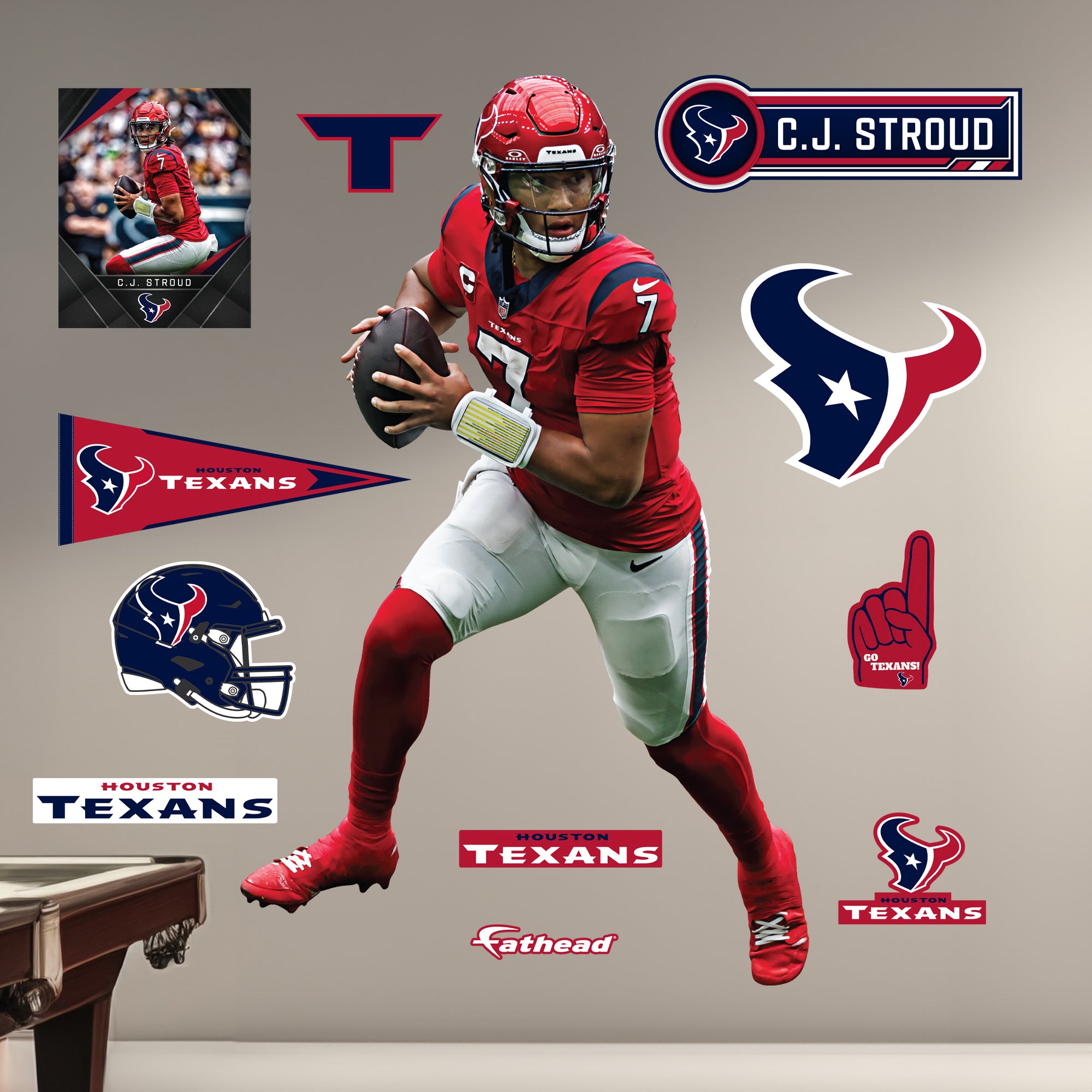 Houston Texans: C.J. Stroud Red - Officially Licensed NFL Removable Ad ...