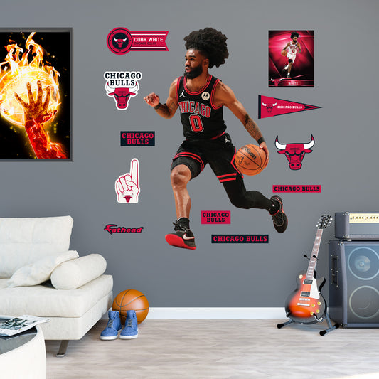 Chicago Bulls: Coby White         - Officially Licensed NBA Removable     Adhesive Decal