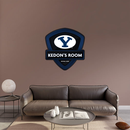BYU Cougars:   Badge Personalized Name        - Officially Licensed NCAA Removable     Adhesive Decal