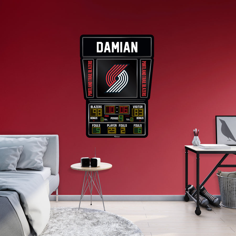 Portland Trail Blazers - Scoreboard Graphic - With Personalized Name - Official NBA - Vinyl Transfer Decal