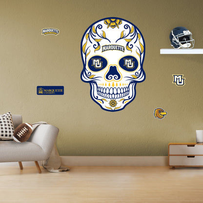 Marquette Golden Eagles - RealBig Sugar Skull Collection - Official NCAA - Reusable Vinyl Wall Decals