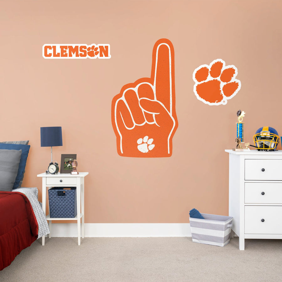 Clemson Tigers - RealBig Foam Finger Collection - Official NCAA - Reusable Vinyl Wall Decals