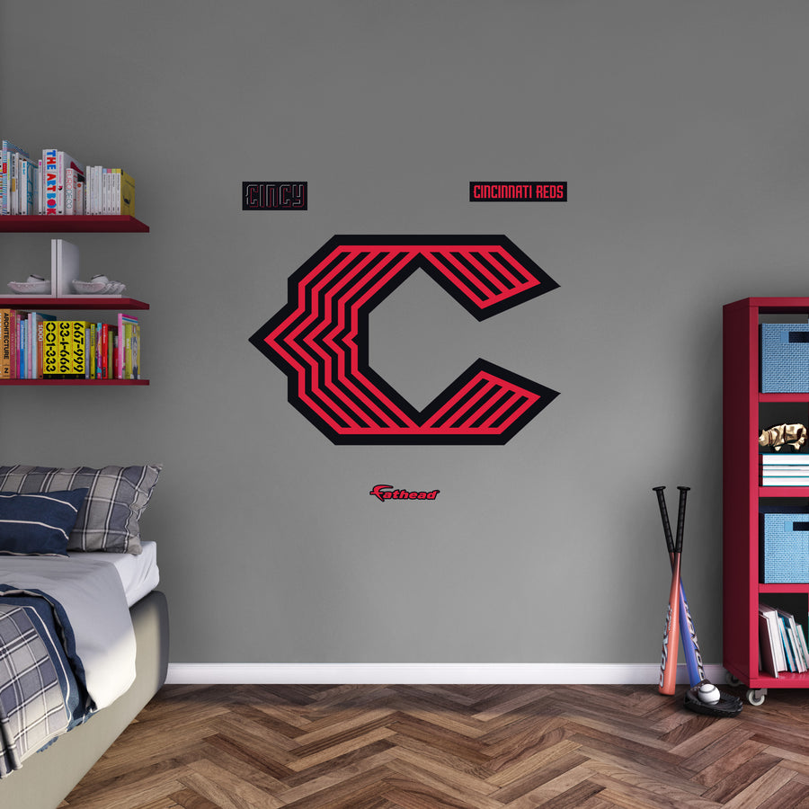 Cincinnati Reds - RealBig City Connect Logo Collection - Official MLB - Reusable Vinyl Wall Decals