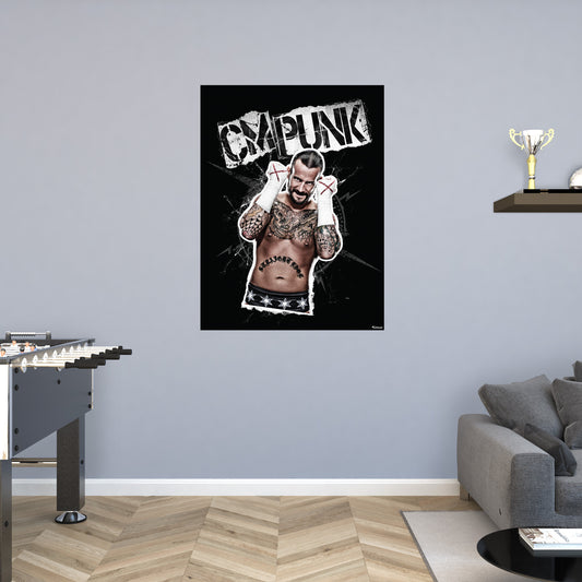 CM Punk Poster        - Officially Licensed WWE Removable     Adhesive Decal