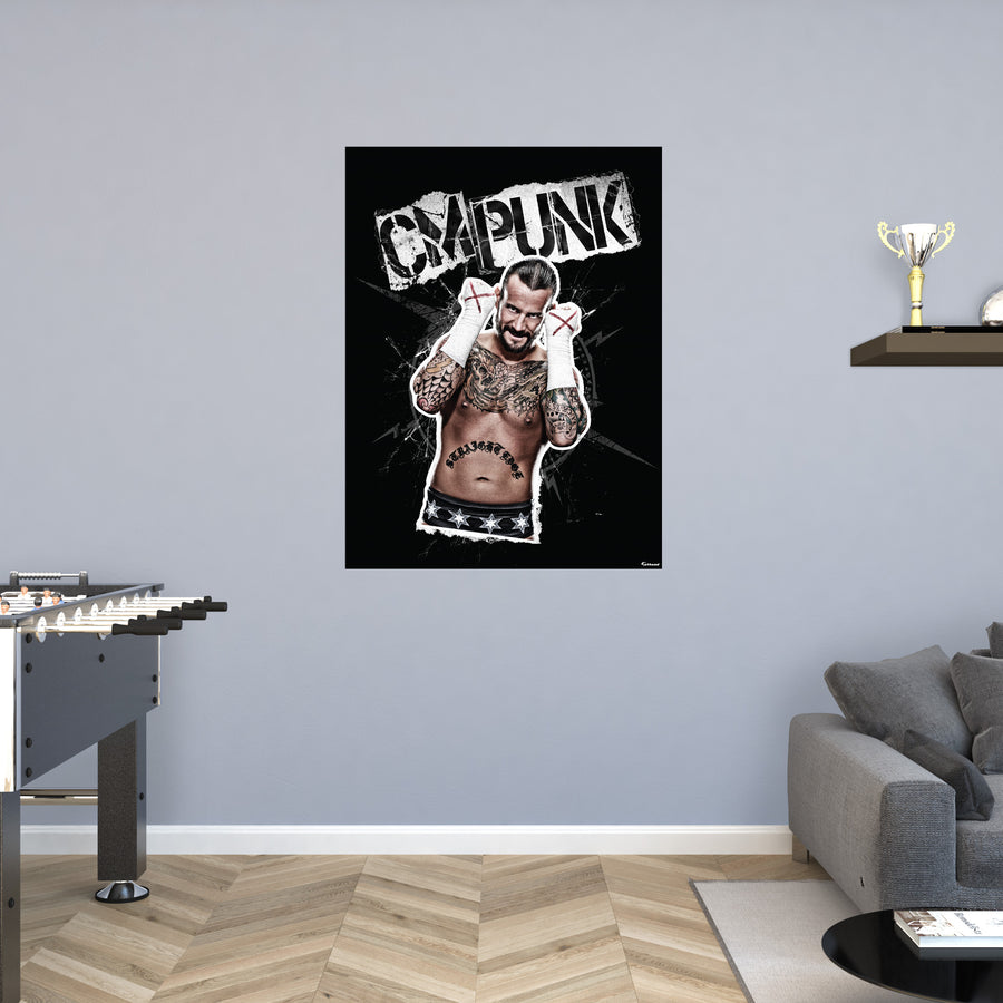CM Punk - Peel & Stick Poster - Official WWE - Reusable Vinyl Wall Decal
