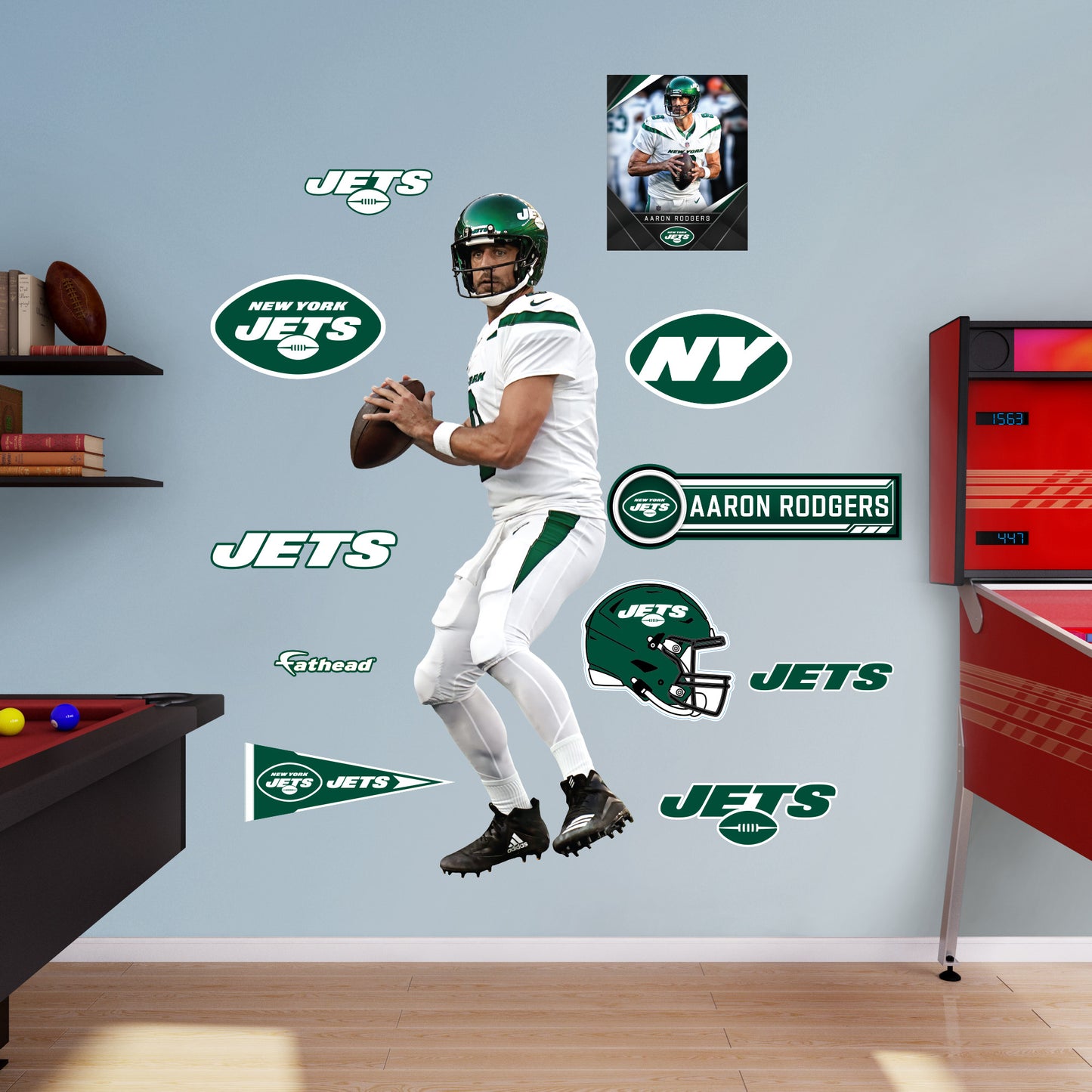 New York Jets: Aaron Rodgers         - Officially Licensed NFL Removable     Adhesive Decal