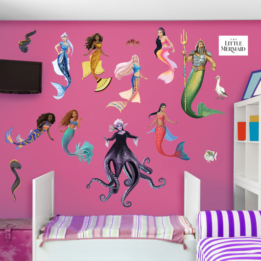 The Little Mermaid:  Characters Collection        - Officially Licensed Disney Removable     Adhesive Decal