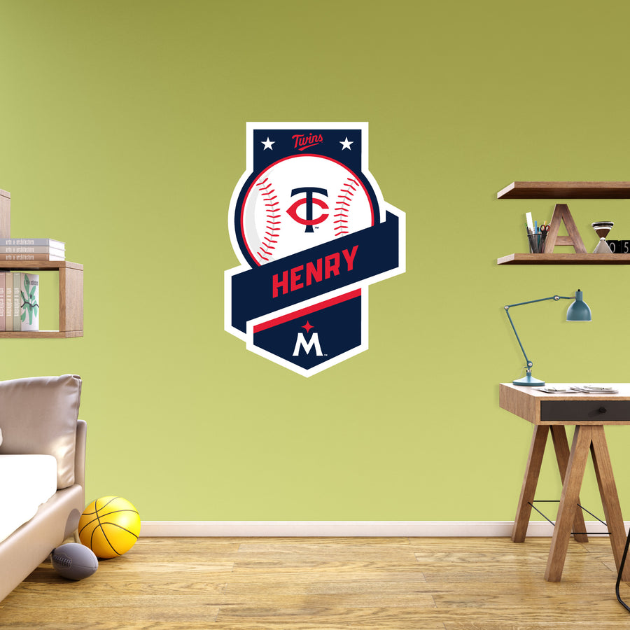 Minnesota Twins - Banner Badge - With Personalized Name - Official MLB - Vinyl Transfer Decal