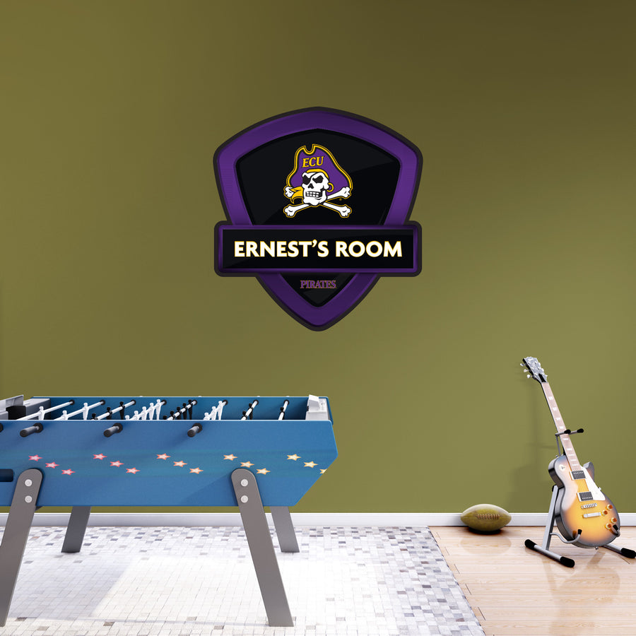 East Carolina Pirates - Badge - With Personalized Name - Official NCAA - Vinyl Transfer Decal