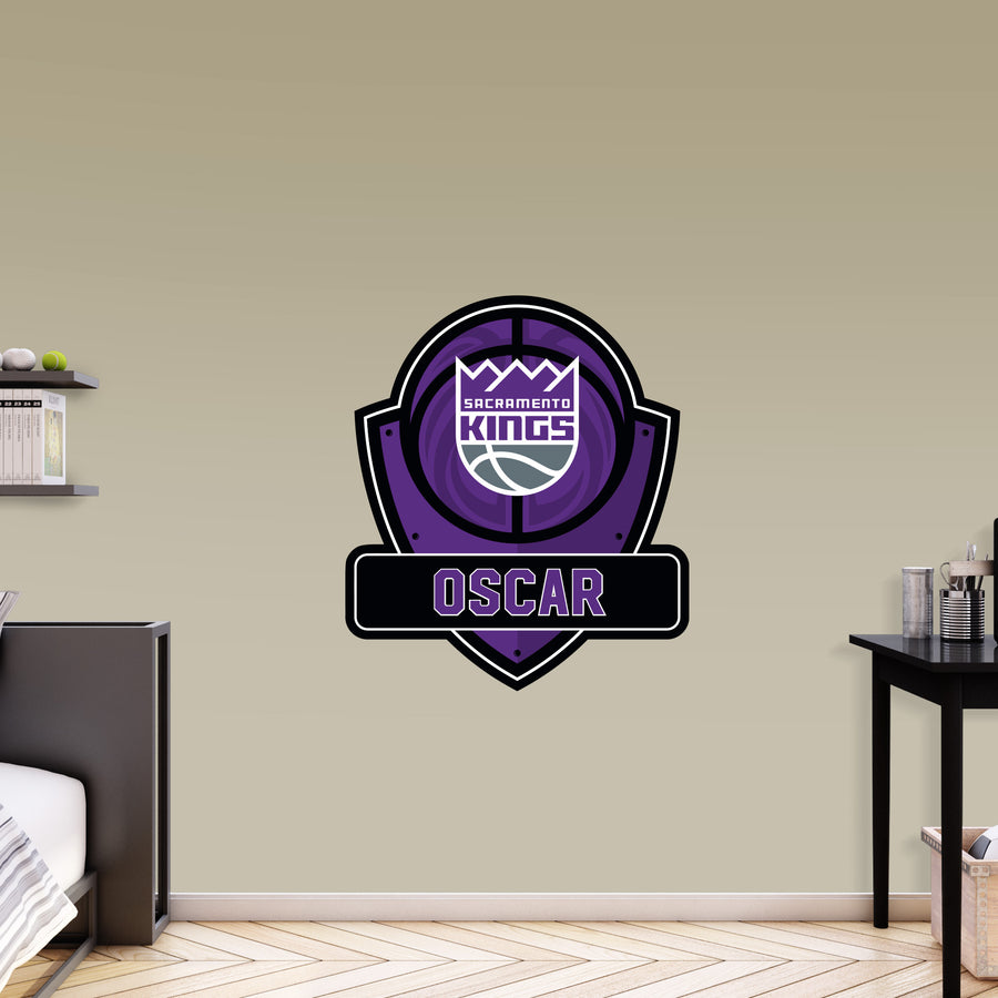 Sacramento Kings - Badge - With Personalized Name - Official NBA - Vinyl Transfer Decal
