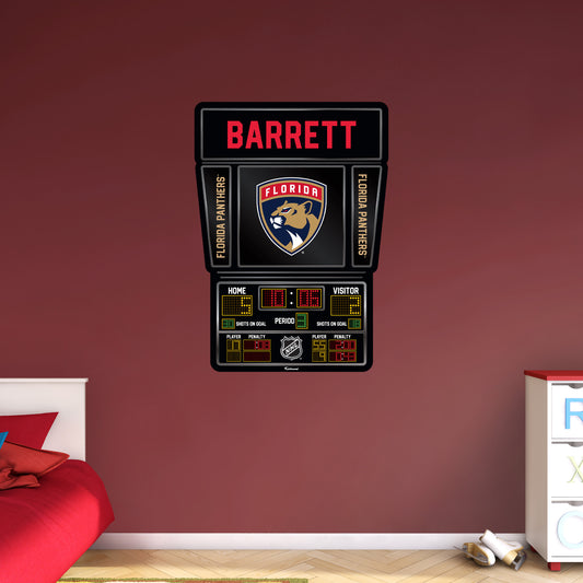 Florida Panthers:  Scoreboard Personalized Name        - Officially Licensed NHL Removable     Adhesive Decal