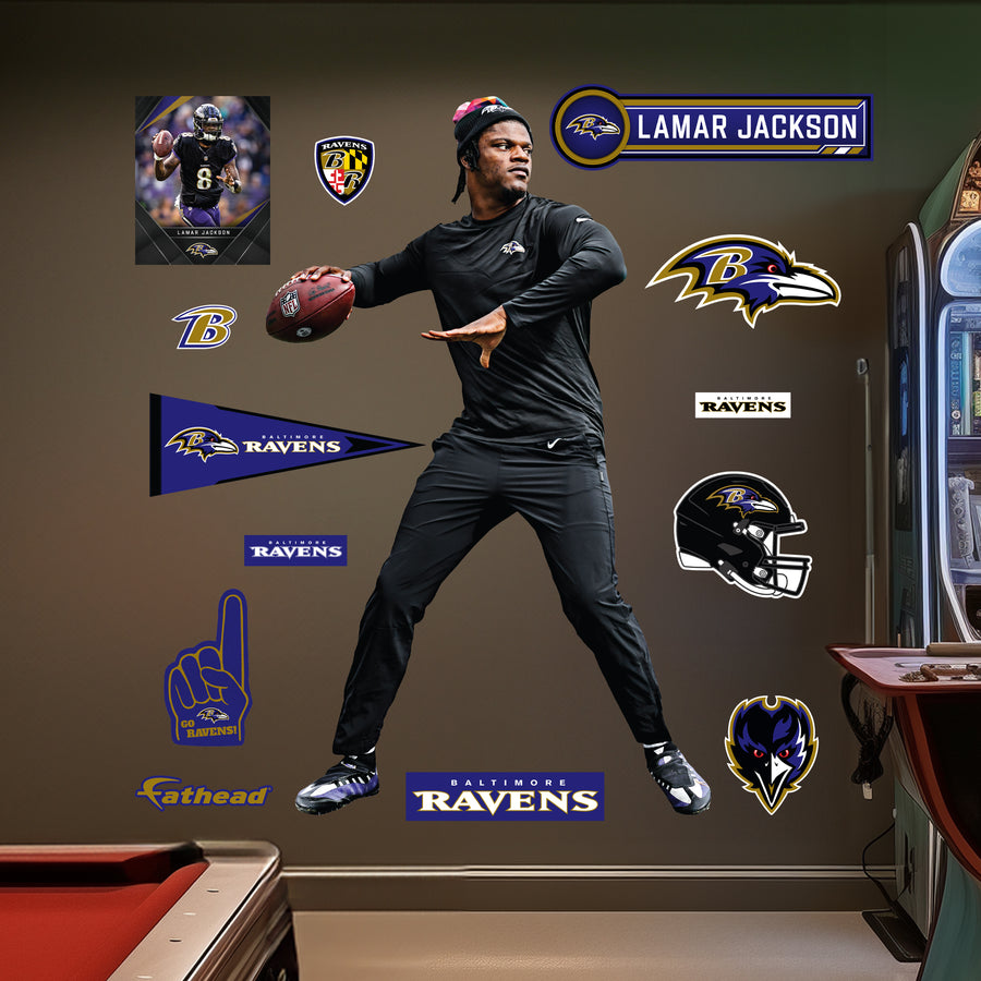 Lamar Jackson - RealBig Warmups Collection - Official NFL - Baltimore Ravens - Reusable Vinyl Wall Decals